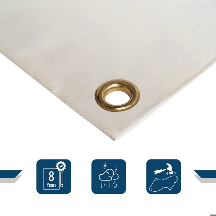 TECPLAST Bâche pour Carport 4x4 m LP640CP Blanc Crème - Garantie 8 ans - Toile PVC étanche pour abri de voiture