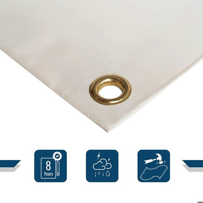 TECPLAST Bâche pour Carport 4x4 m LP640CP Blanc Crème - Garantie 8 ans - Toile PVC étanche pour abri de voiture
