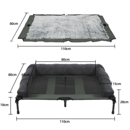 BingoPaw Lit de Camp pour Chien XXL Lit Surélevé Chien Grande Taille Transat Chien Extérieur 130 x 90 x 18cm