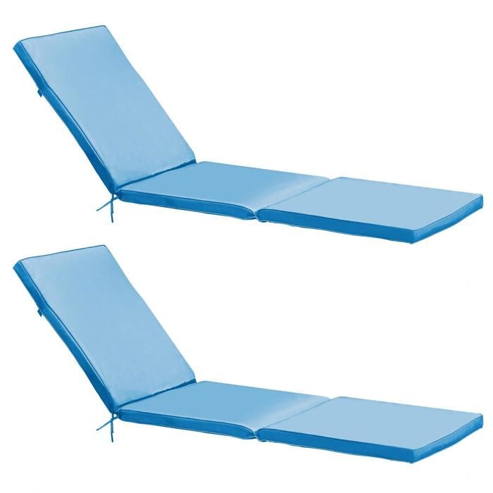 Lot 2 coussins bain de soleil polyester bleu 186 x 53 x 5 cm Picchu - Oviala