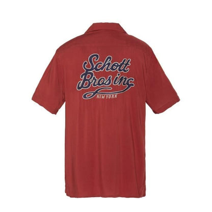 Chemise Schott SHBOWLING - SCHOTT - Rouge - Col camionneur - Manches courtes - Fermeture boutonnée