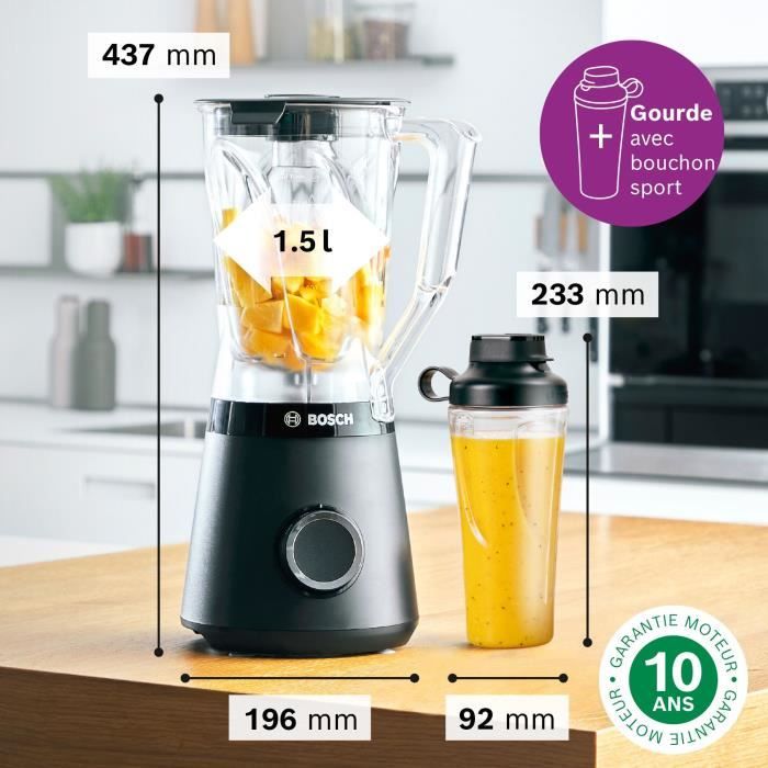 Blender sous vide 2-en-1 - BOSCH - VitaPower Série 8 MMBV625M - 1000 W - Inox / Noir