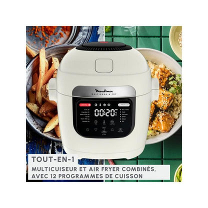Moulinex Multicook & Fry, Multicuiseur et air fryer intégré, 12 programmes, Cuisson sur 2 niveaux, Capacité 6L, MZ730BF0