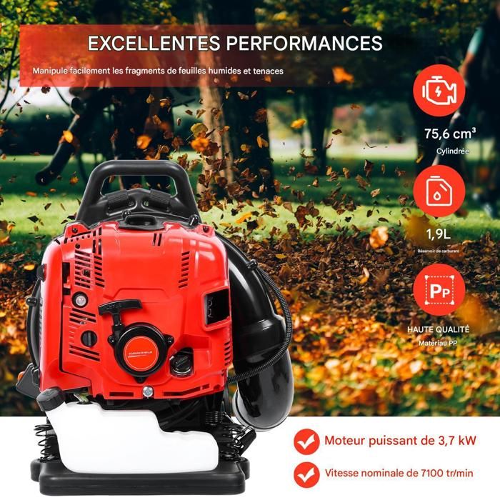 EB430 Souffleur à dos 1250W - longue buse - conception ergonomique - 1250W - 6800r/min - 180 x 45 x 45cm - ORANGE