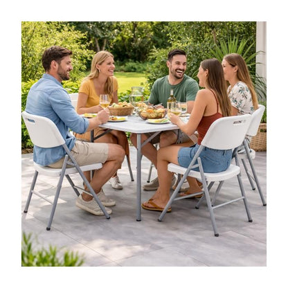 Lot de 2 Chaises pliantes blanches Plastique renforcé Chaise Camping Terrasse Réceptions KZGarden