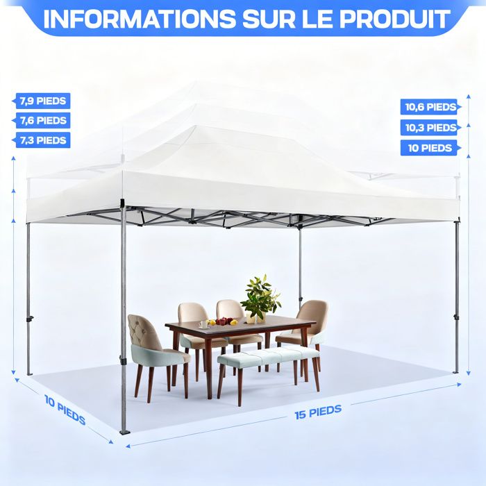 Tonnelle pour Plage Terrasse Camping- Blanc