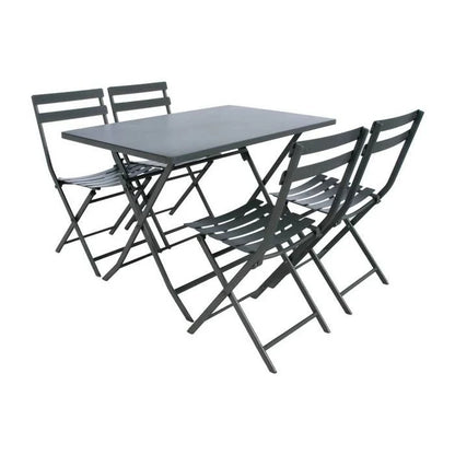 Table de jardin pliante carrée "Greensboro" pétrole 2 places en acier traité époxy - Hespéride