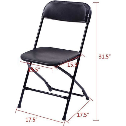 Lot de 8 chaises pliantes en plastique blanc, sièges commerciaux empilables portables intérieurs et extérieurs avec cadre en acier