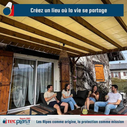 TECPLAST Toile Pergola Ivoire 2x3,5 m XP640PR - Garantie 10 ans - Bâche Pergola ou Tonnelle étanche en PVC - Made in France