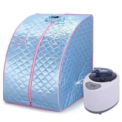 Sauna à Vapeur et Cabine OHMG - Tente Pliable 1 Place - Générateur de Vapeur 1.5L 1000W - Bleu