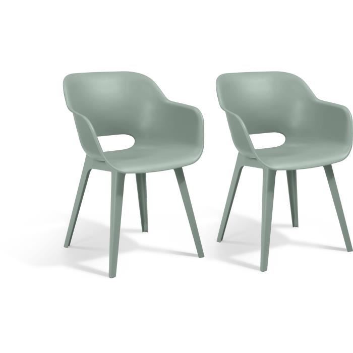 Chaises de jardin - KETER - AKOLA - Lot de 2 en résine - Gris olive - Dossier ergonomique