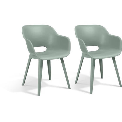 Chaises de jardin - KETER - AKOLA - Lot de 2 en résine - Gris olive - Dossier ergonomique