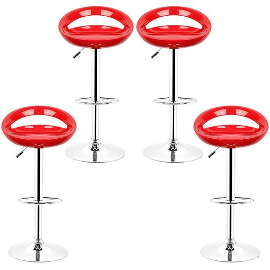 Aqrau Lot de 4 tabourets de bar，Hauteur réglable - Rouge - Style contemporain