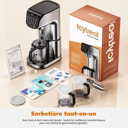 Sorbetière Machine à Glaces 12 en 1 - ICYTREAT - 12 Programmes - Machine à Granité- l’italienne Intégré - Affichage LED - 3 Bols