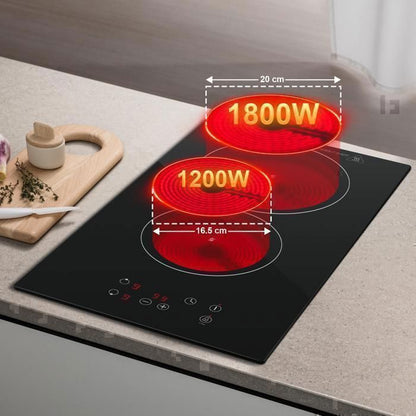 Plaque Vitrocéramique 4 Feux Encastrable,Sndoas 60cm Table de Cuisson,9 Niveaux de Puissance, Minuteur Intégré,6700W