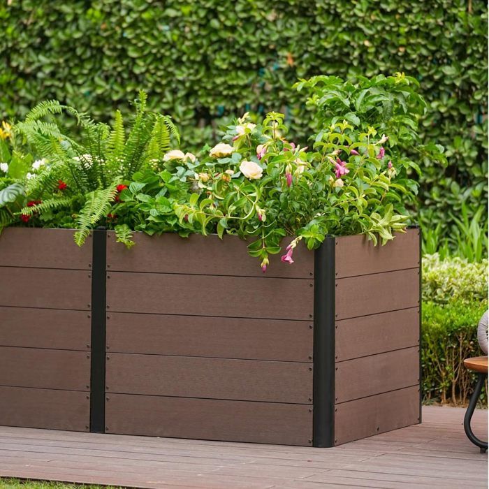 Garvee BAC A FLEUR ,Potager sur Pieds Surélevé avec Bâche en Filet,  Jardinière Surélevée en Métal avec Serre, Beige ,180x90x30cm