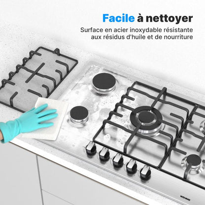 Plaque de Cuisson Gaz - WEHIMO - 4 Feux - Inox - Encastrable - L59 x P51 cm