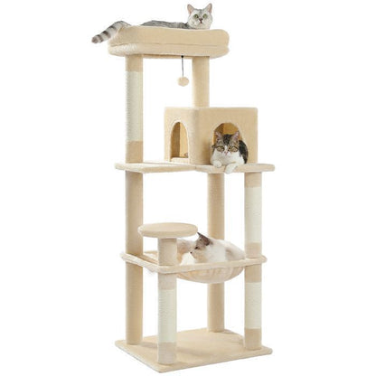 PAWZ Road Arbre à chat Design Spacieux Grande Hamac Dur Stable Avec hamac et belle maison pour chat - Cactus vert - 143 cm