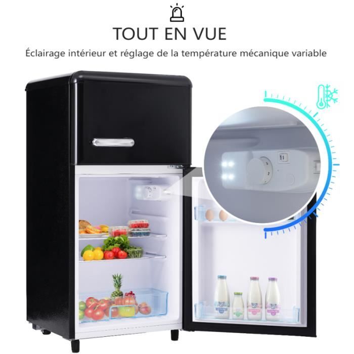 Réfrigérateur rétro - LANGTU - Retro 60L - 2 portes - Congélateur 22 L - 46 dB
