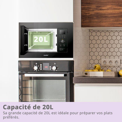 Micro-ondes encastrable COMFEE CBMAM820BJL-BK - 800W - L59,5 x H38,8 x P40 cm- 20L - Noir
