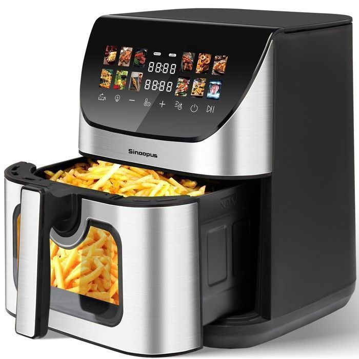 Friteuse sans huile - Memkey - 9 L XXL - ABS+PC noir - Double panier, écran LED, 10 programmes