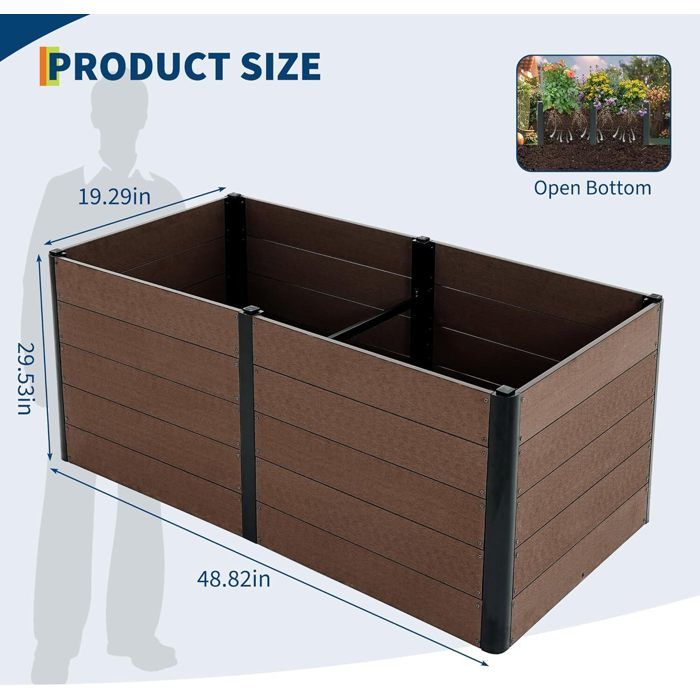 Garvee BAC A FLEUR ,Potager sur Pieds Surélevé avec Bâche en Filet,  Jardinière Surélevée en Métal avec Serre, Beige ,180x90x30cm