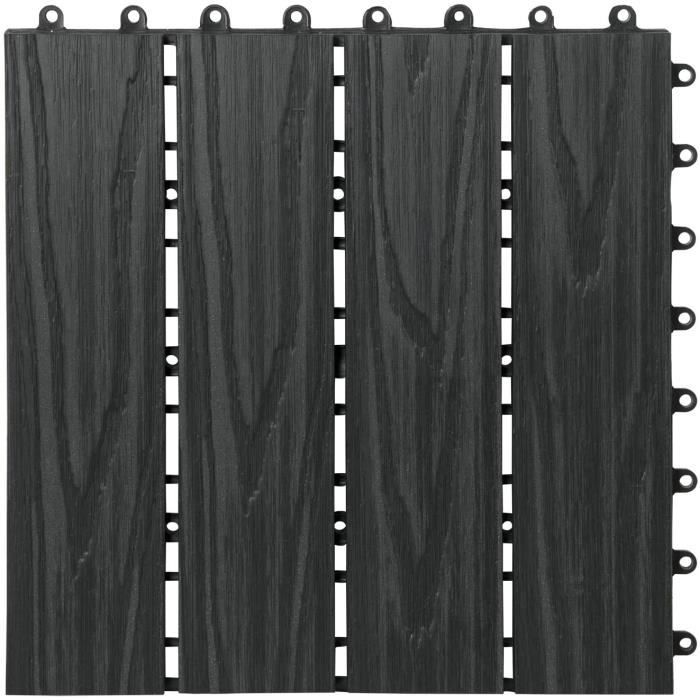WOLTU Dalle de sol WPC 30x30cm, pour revêtement jardin extérieur fixation plug-in, Anthracite 22 pièces-2 m² GTF006an-2