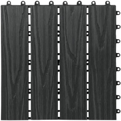 WOLTU Dalle de sol WPC 30x30cm, pour revêtement jardin extérieur fixation plug-in, Anthracite 22 pièces-2 m² GTF006an-2