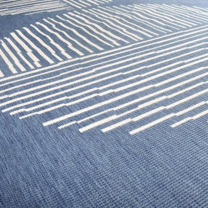 Tapis extérieur, kilim reversible 160x230 LYN2 BL REVERSIBLE bleu et crème