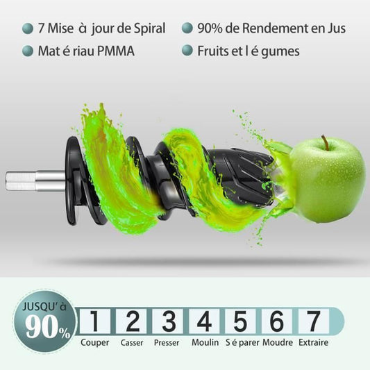 AMZCHEF Extracteur de Jus de Fruits et Légumes Sans BPA Slow Juicer Presse à Froid Machine,vert