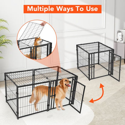 Cage pour Chien en Bois Rustique avec Double Porte – Meuble d'Appoint Style Ferme Cage pour Chien Meuble 80×60x66cm, Brun