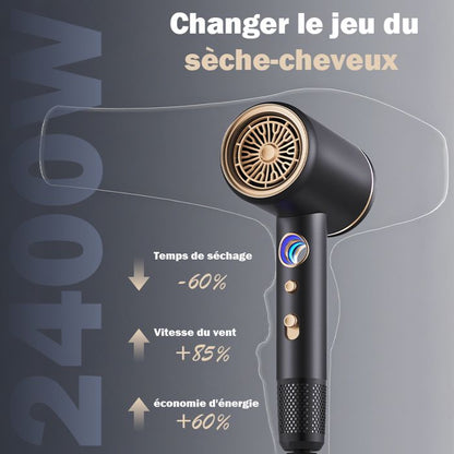 Sèche-cheveux - WENZYLIQUOX - Sans Dégâts Chaleur - 160000 tr/min - 500M ions négatifs - 1600W