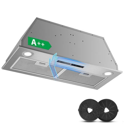 Hotte Aspirante-hotte encastrable-750 m³/h-L 52cm Kichpower -Gestuelle - Tactile - Booster - Recyclage avec Filtre à Charbon - A+++