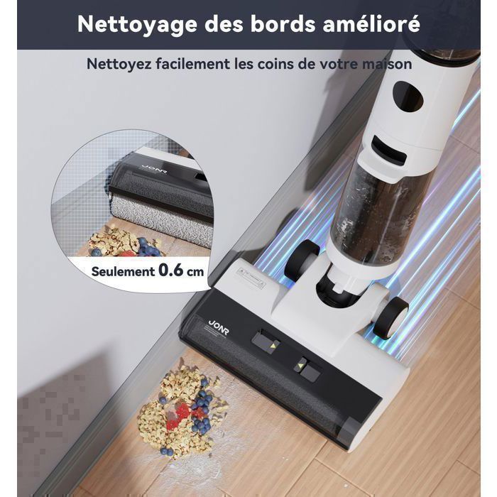 Aspirateur Laveur Sans Fil-JONR ED12 Pro,Aspirateur sans Fil 4 en 1,Autonettoyage 70°C,Séchage à air chaud 80°C,40 Mins (230 m²)