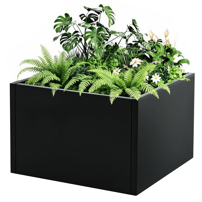Bac de jardin surélevé en aluminium 240*100*40 cm – Anti-rouille, fond ouvert, coins arrondis, Gris, 1pc