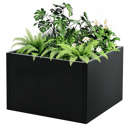 Bac à Fleurs Métal Surélevé 136x52x30 cm, Assemblage Sans Outil – Coins Arrondis – Anti-débordement，Carré potager avec fond