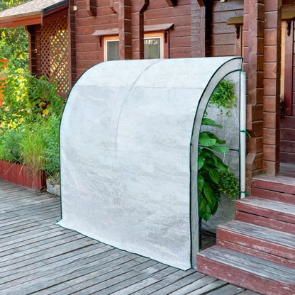 WOLTU Serre de Jardin avec Bâche PE Renforcée Imperméable, Serre d'hivernage Murale adossée, 200x100x210cm, Blanc W0UETT0054