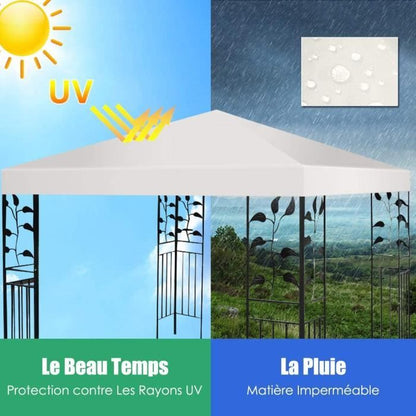 Giantex Toit de Rechange pour Tonnelle de Jardin 3x3M Imperméable en Polyester Trou d'Aération Équipé Beige
