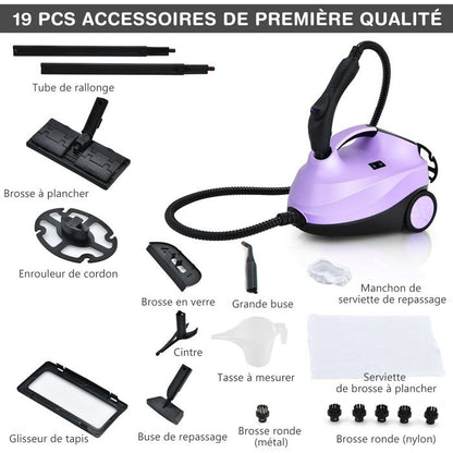 Nettoyeur Vapeur à Main 1500W Punaises de Lit COSTWAY-Réservoir 400 ml-2 Bar-14 Accessoires-125 ℃-Verrou de Sécurité Enfants-Vert