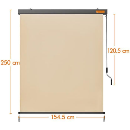 Yaheetech Store Enrouleur 250 × 154,5 cm Jour Nuit Store Occultant Rétractable avec Manivelle Jardin Café Beige