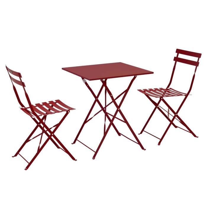 Table de jardin et 2 chaises acier 60 cm vert cactus Rome - Oviala