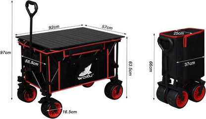 WOLTU Chariot de Jardin avec Plateau Amovible, Roues larges, Charge 120kg, Chariot Plage, Tissu Oxford+Acier, Noir+Blue W0UETT0104