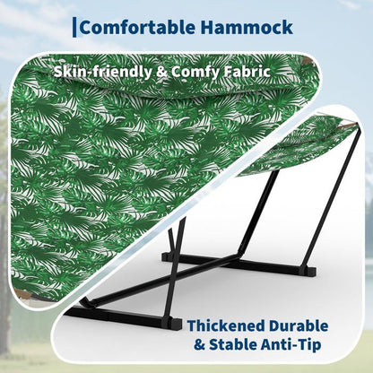 Hamac Double avec Support - 450 lbs, Toile Coton & Coussin Amovible - Pour Jardin, Intérieur/Extérieur, Vert