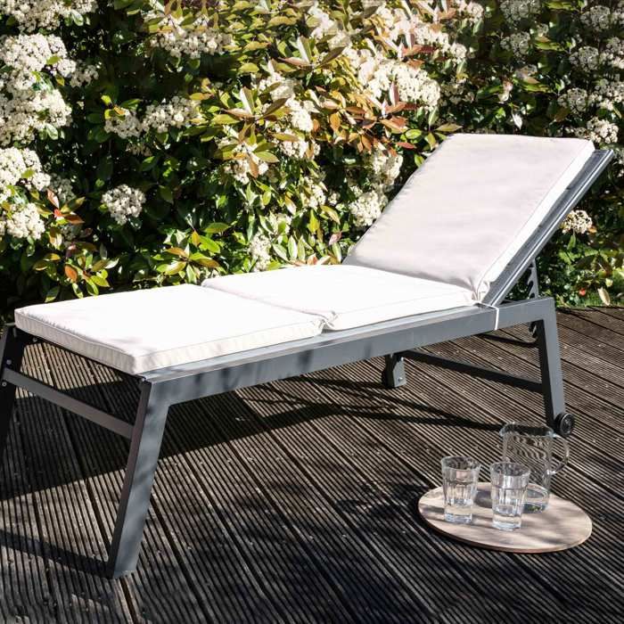 Lot de 2 coussins bain de soleil polyester bleu 186 x 53 x 5 cm Picchu - Oviala