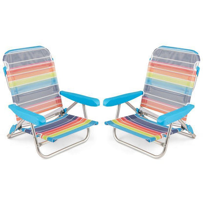 Lot de 2 Chaises de Jardin Extérieur Pliable COSTWAY, Cadre Léger en Aluminium, Dossier Réglable en 4 Positions, Sac Isotherme