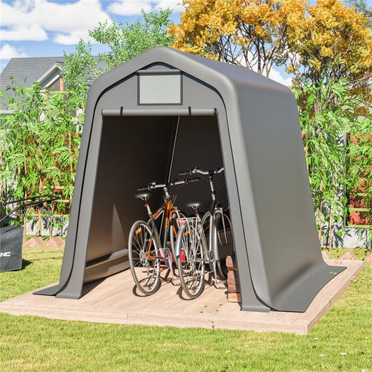 Abri de jardin pas cher 4.5 m² - 183x245x217 cm avec porte roulant, ouvertures d'aération, tente de stockage étanche extérieur, gris