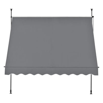 Store Banne Téléscopique Acier Polyester 200 x 120 x 220-309 cm Gris Ardoise