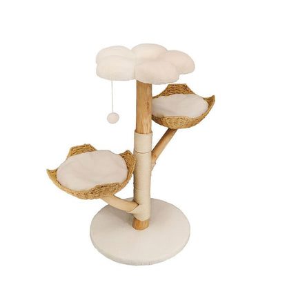 Arbre à Chat Hauteur 99 cm - BingoPaw - Centre d'activités pour Chats avec Griffoir en Sisal - 2 Plateformes avec 1 Niche