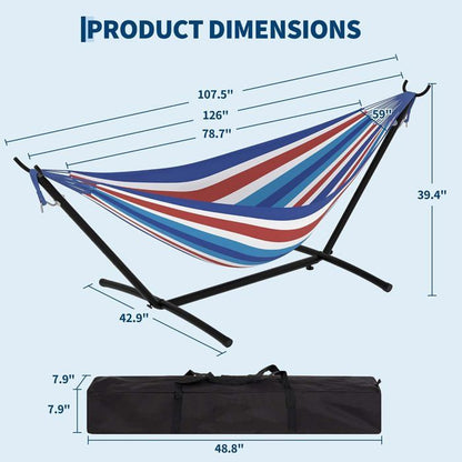 Hamac Double avec Support - 450 lbs, Toile Coton & Coussin Amovible - Pour Jardin, Intérieur/Extérieur, Vert