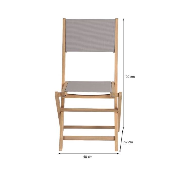 Lot de 2 chaises de jardin RIMINI en bois d'acacia FSC et textilène taupe